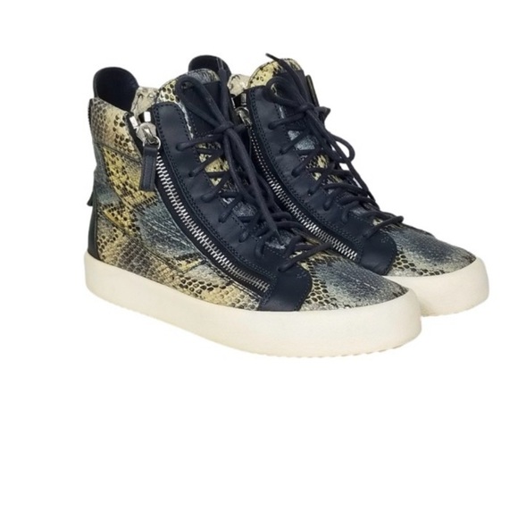 Giuseppe Zanotti Shoes - Giuseppe Zanotti Blue snake skin High-Top Sneakers